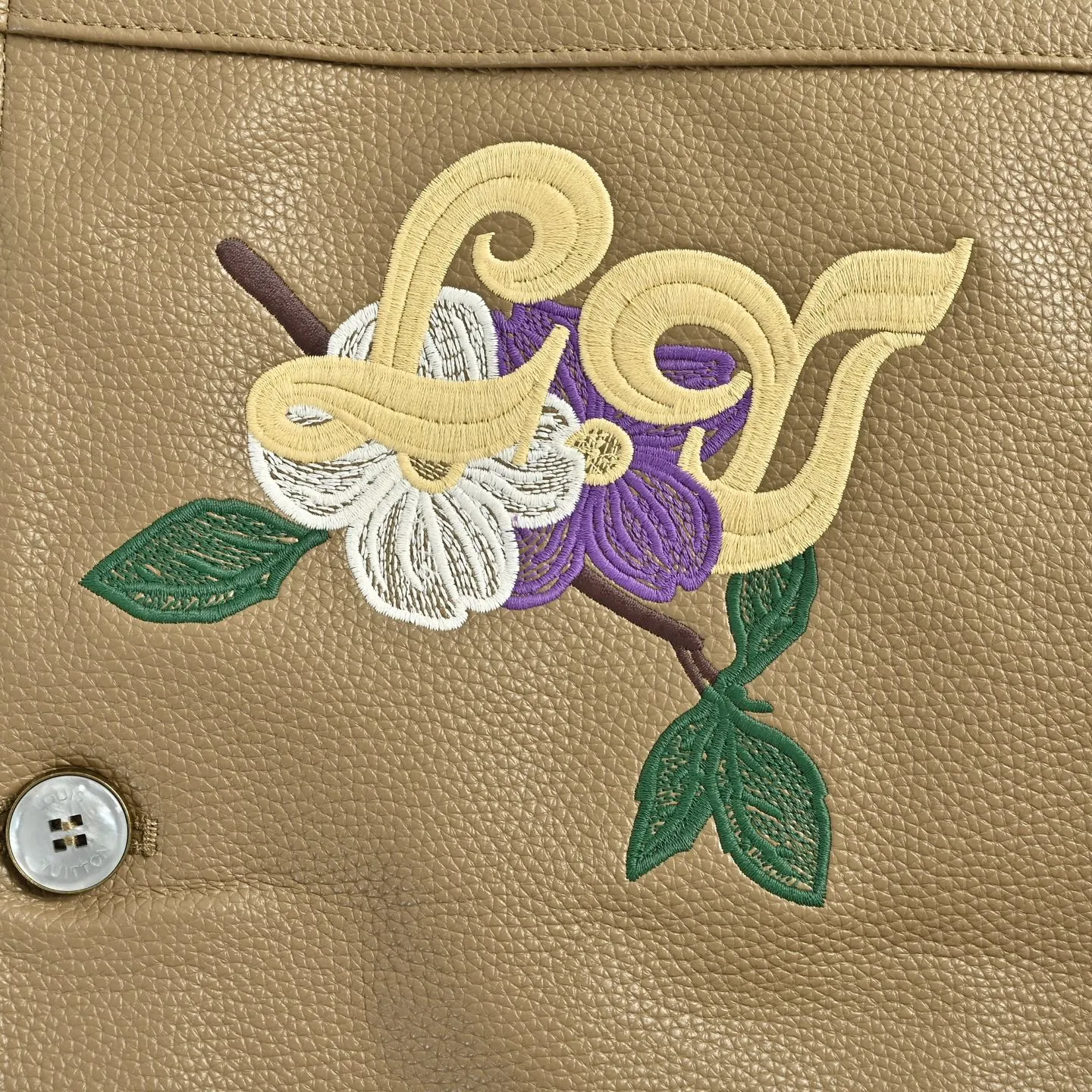 Louis Vuitton/Louis Vuitton 24Fw Fei Dong floral embroidered leather jacket